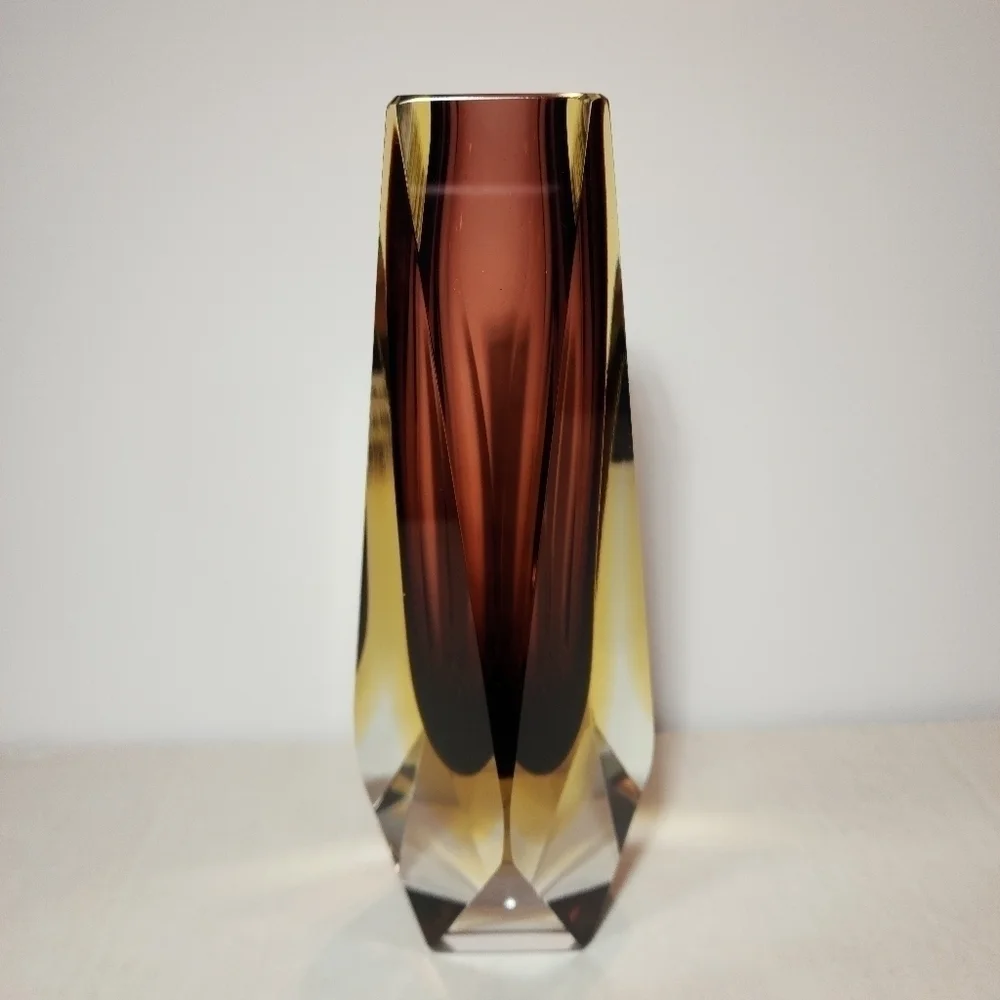 Murano Mandruzzato Sommerso Vase Multi Faceted 8